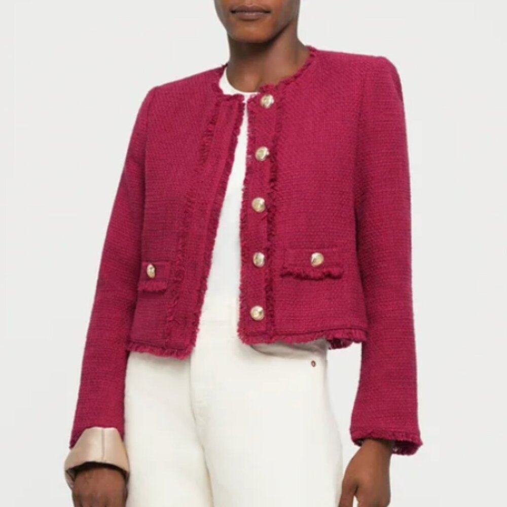 RARE BEST NWT Cinq a Sept 5a7 Christie Jacket Boudeaux Red Tweed Cocktail Party